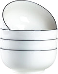 40 oz Large Soup Bowl, Pho Bowls, 7-Inch Rimmed Off-White Porcelain Bowls Set of 4