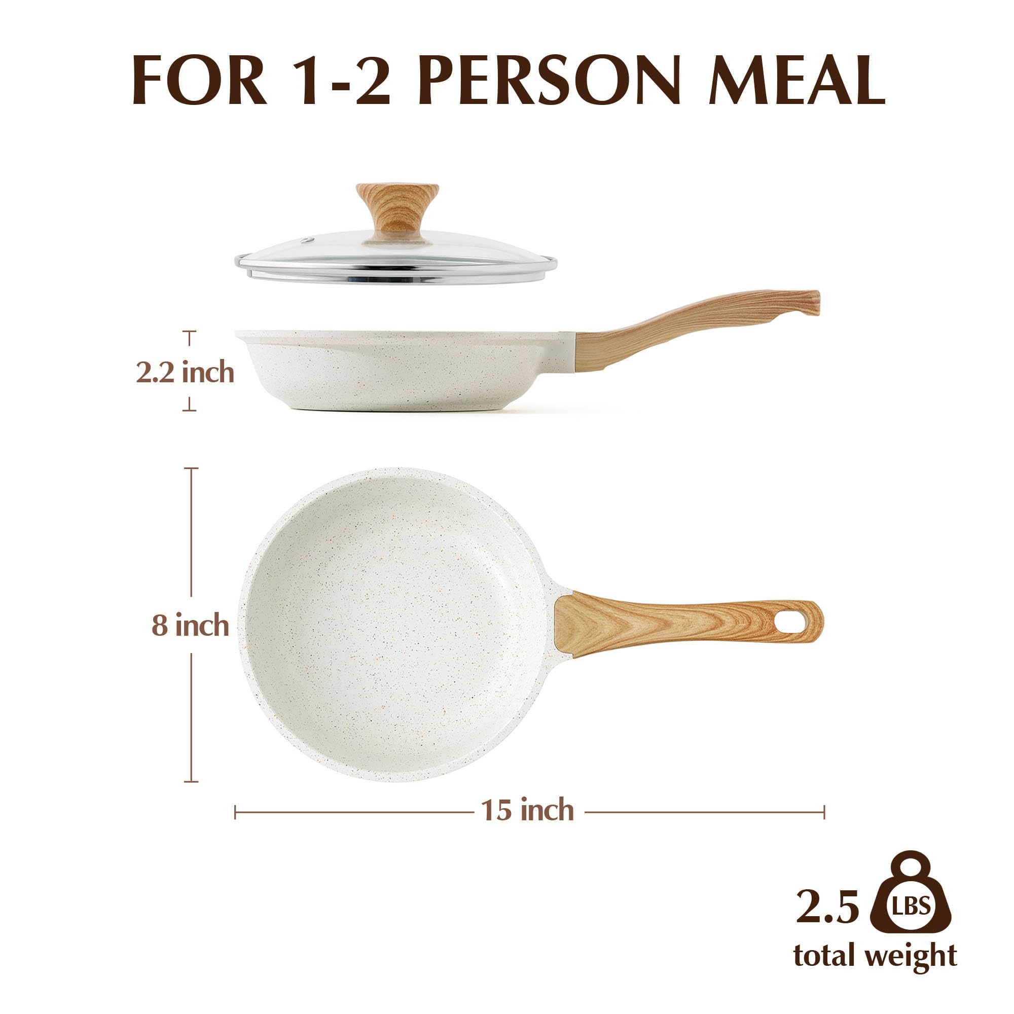 SENSARTE 8Inch Nonstick Ceramic Frying Pan with Lid, PFAS/PTFE/PFOA Free