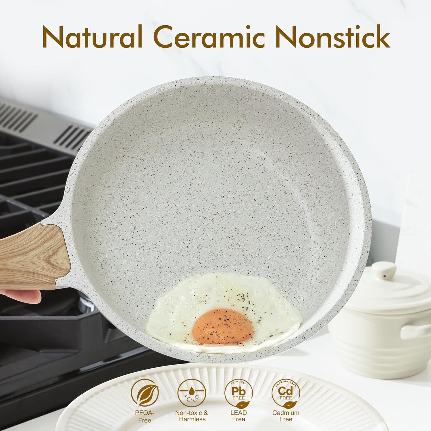 Nonstick Ceramic Frying Pan Skillet, 8 Inch Omelet Pan