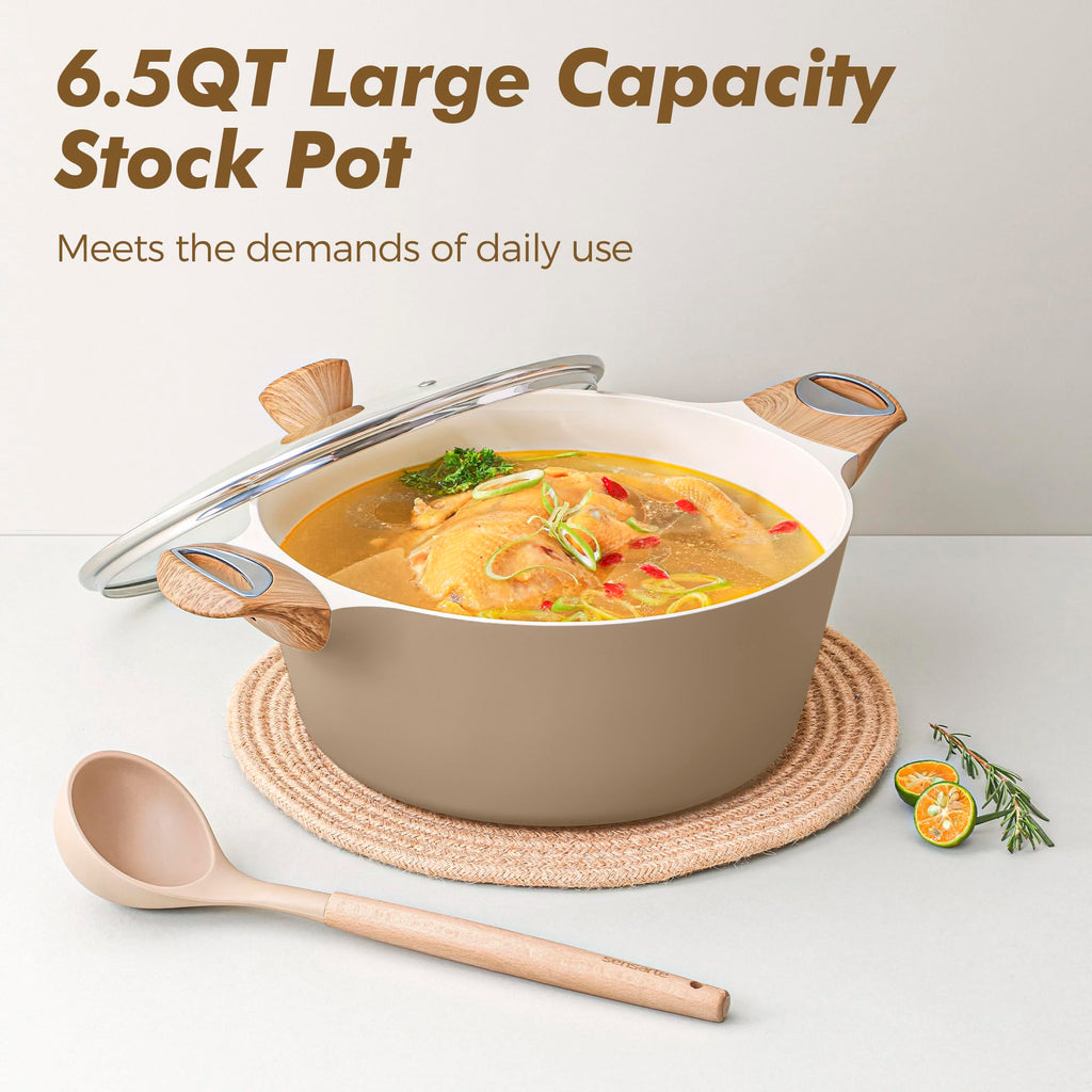 SENSARTE Ceramic Pots and Pans Set Nonstick, Kitchen Cookware Sets, 14-Piece Induction Cookware, Non-toxic Healthy Non Stick Cooking Set, with Frying Pans Set, PFAS PTFE PFOA PFOS Free