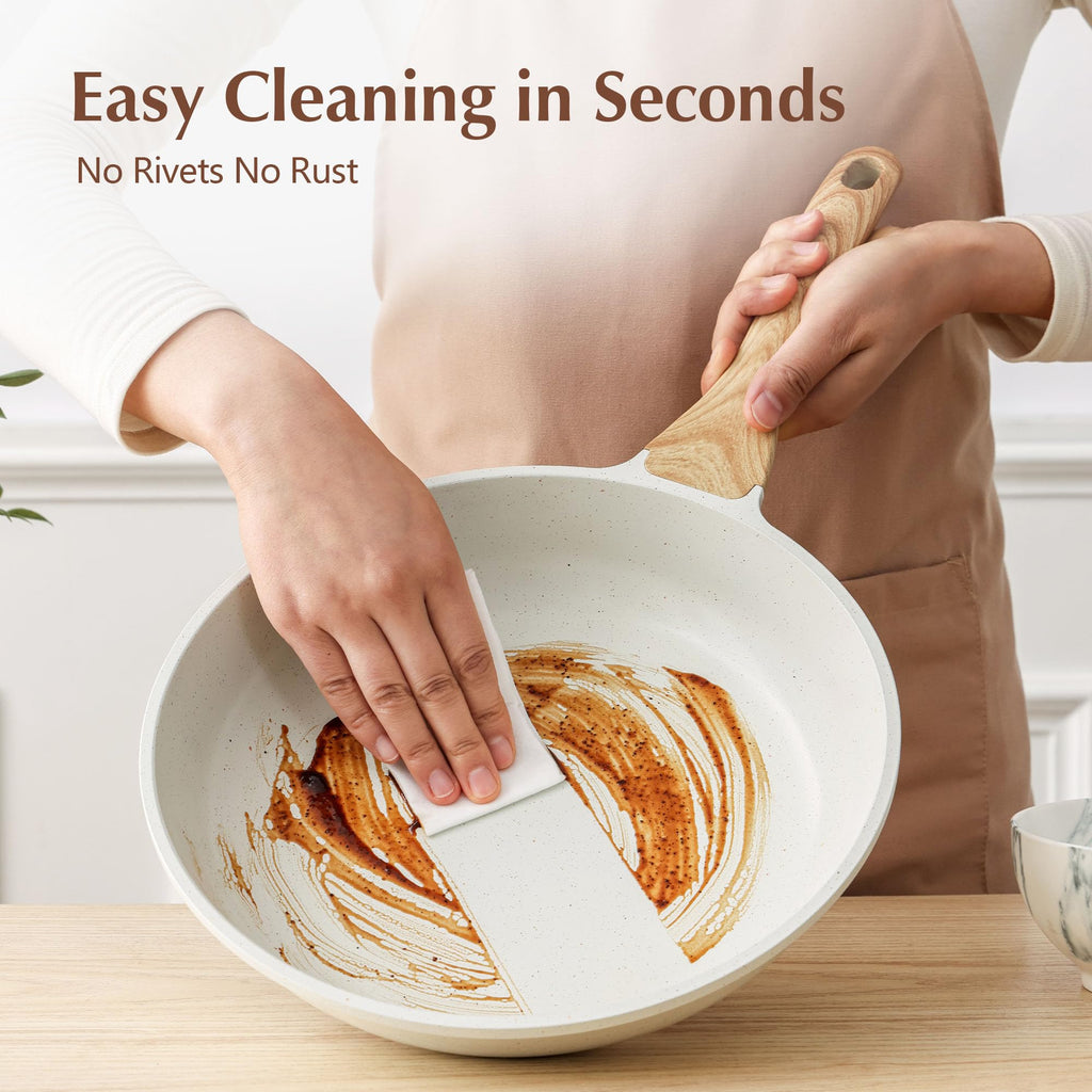 SENSARTE 8Inch Nonstick Ceramic Frying Pan with Lid, PFAS/PTFE/PFOA Free