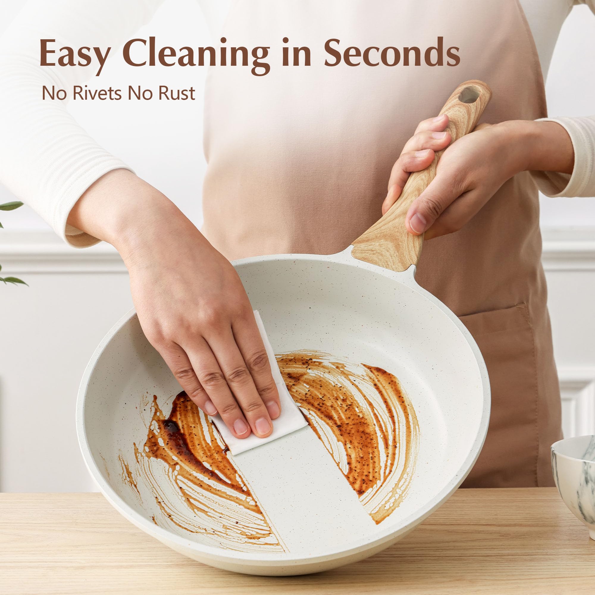 SENSARTE 8Inch Nonstick Ceramic Frying Pan with Lid, PFAS/PTFE/PFOA Free